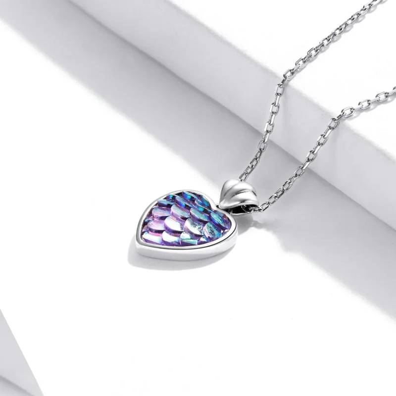 (image for) Pandora Style Fish Scale Heart Necklace - SCN468 - View 3