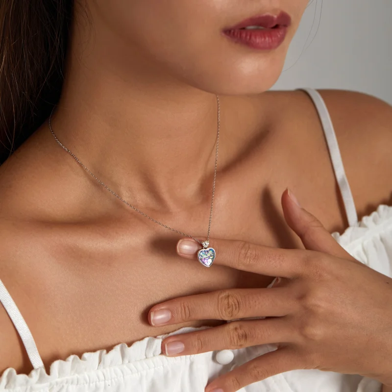 (image for) Pandora Style Fish Scale Heart Necklace - SCN468 - View 8