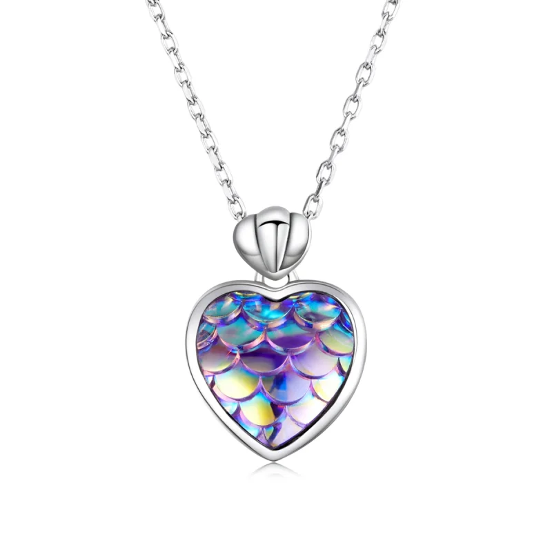 (image for) Pandora Style Fish Scale Heart Necklace - SCN468 - Product Image