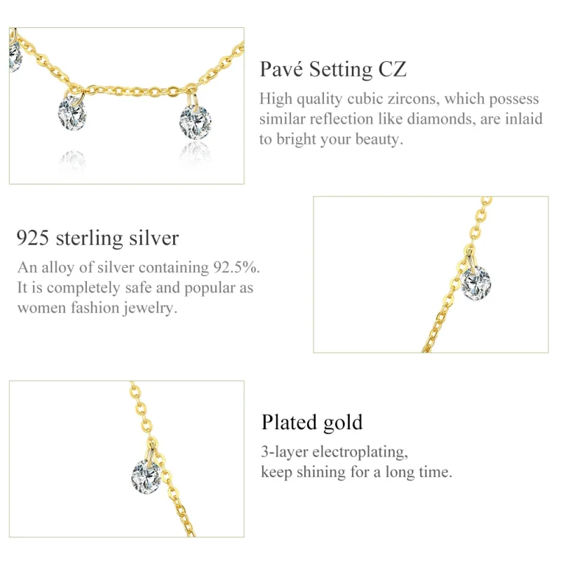 (image for) Pandora Style Gold-Plated Recollect Chain Necklace - SCN299-B - View 3