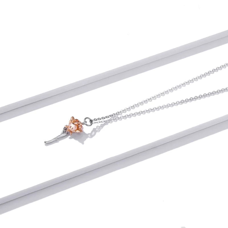 (image for) Pandora Style Graceful Rose Necklace - BSN190 - View 2