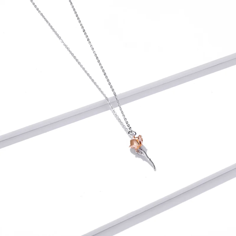 (image for) Pandora Style Graceful Rose Necklace - BSN190 - View 3