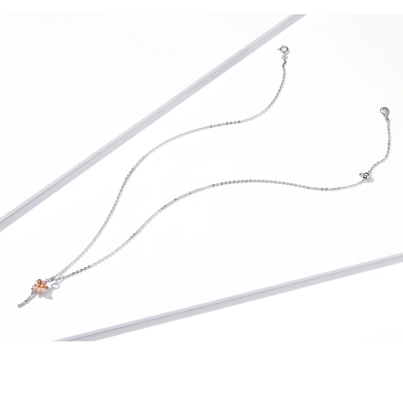 (image for) Pandora Style Graceful Rose Necklace - BSN190 - View 4