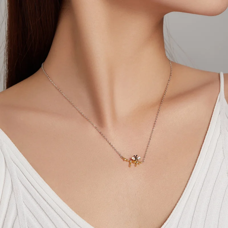 (image for) Pandora Style Honey and Bee Necklace - SCN460 - View 6