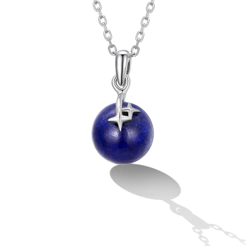 (image for) Pandora Style Lapis Lazuli Meteor Necklace - SCN480 - View 2