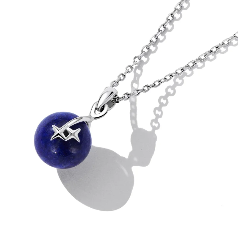 (image for) Pandora Style Lapis Lazuli Meteor Necklace - SCN480 - View 3