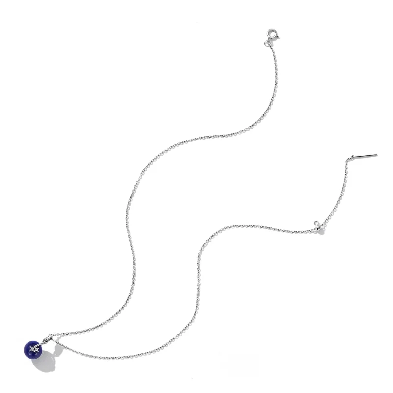 (image for) Pandora Style Lapis Lazuli Meteor Necklace - SCN480 - View 5