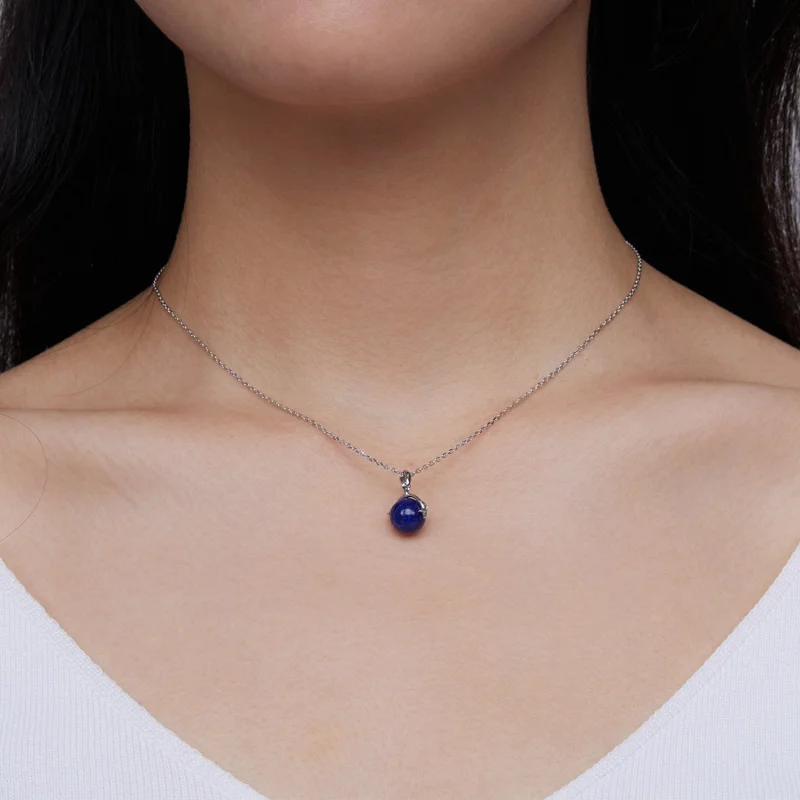 (image for) Pandora Style Lapis Lazuli Meteor Necklace - SCN480 - View 7