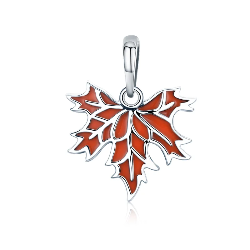 (image for) Pandora Style Late Autumn Maple Leaves Necklace Pendant - SCC585 - View 2
