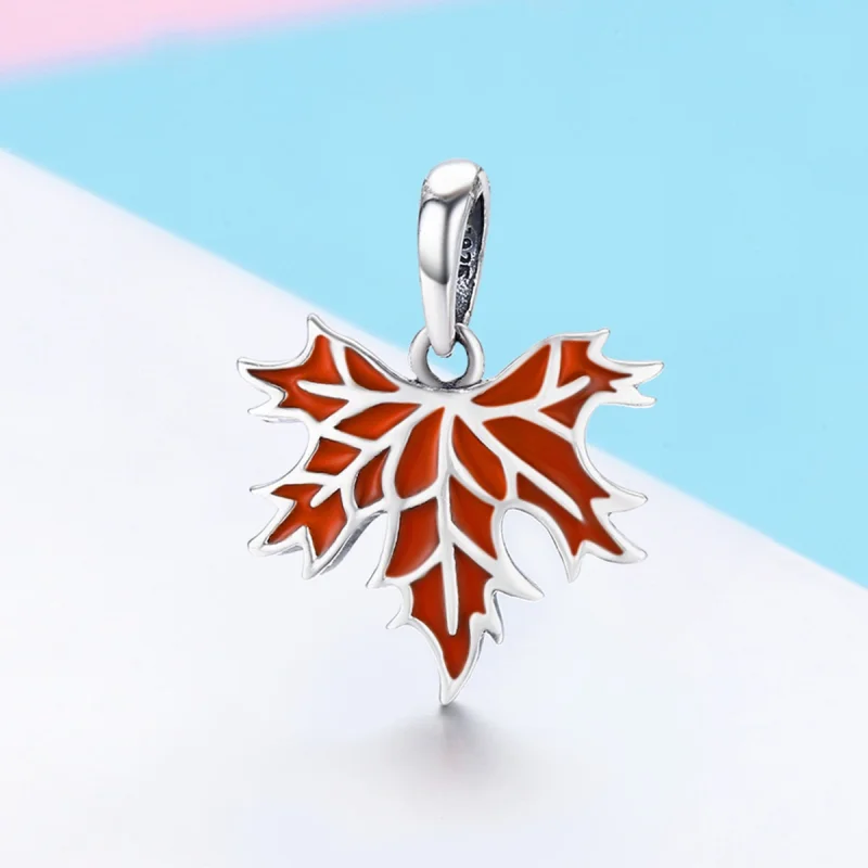 (image for) Pandora Style Late Autumn Maple Leaves Necklace Pendant - SCC585 - View 4