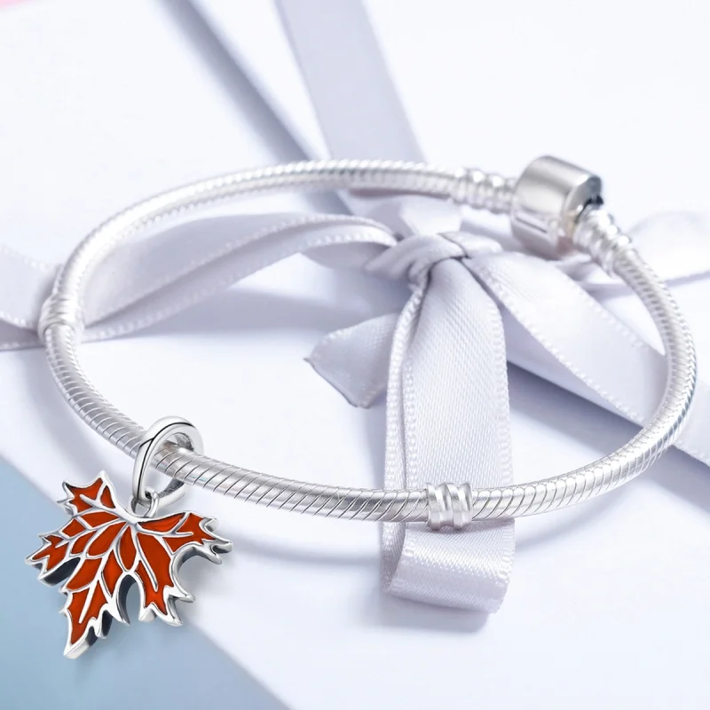 (image for) Pandora Style Late Autumn Maple Leaves Necklace Pendant - SCC585 - View 5