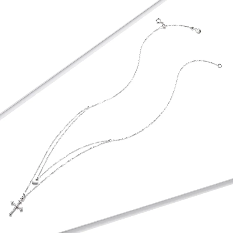 (image for) Pandora Style Love Cross Necklace - BSN197 - View 4