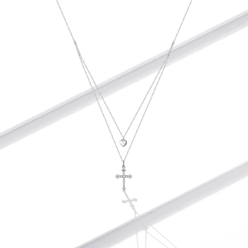 (image for) Pandora Style Love Cross Necklace - BSN197 - View 5