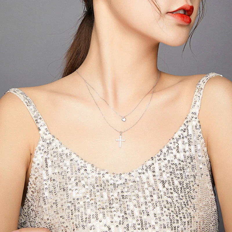 (image for) Pandora Style Love Cross Necklace - BSN197 - View 7