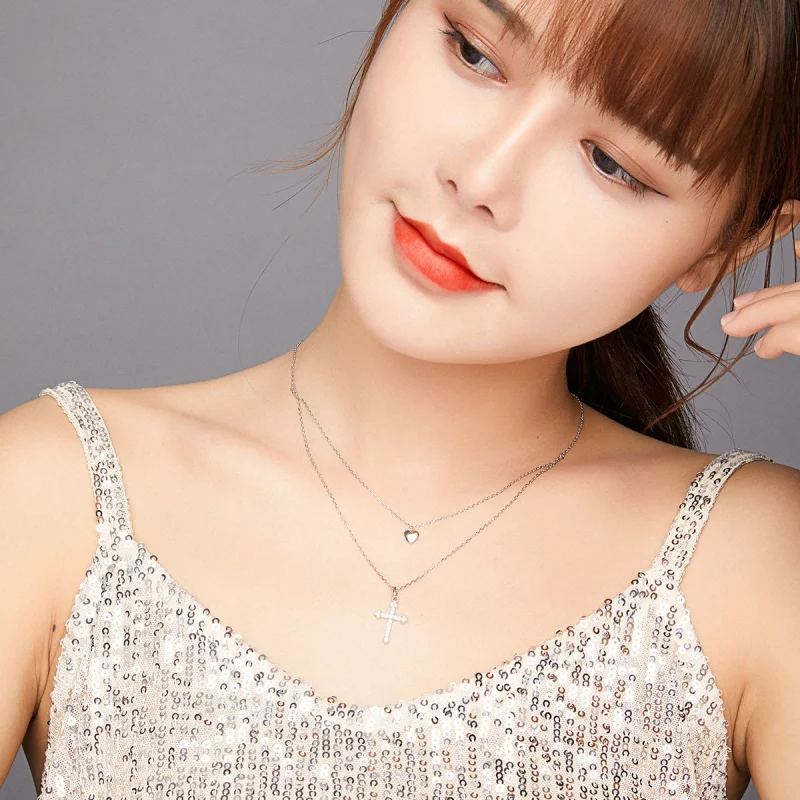 (image for) Pandora Style Love Cross Necklace - BSN197 - View 9