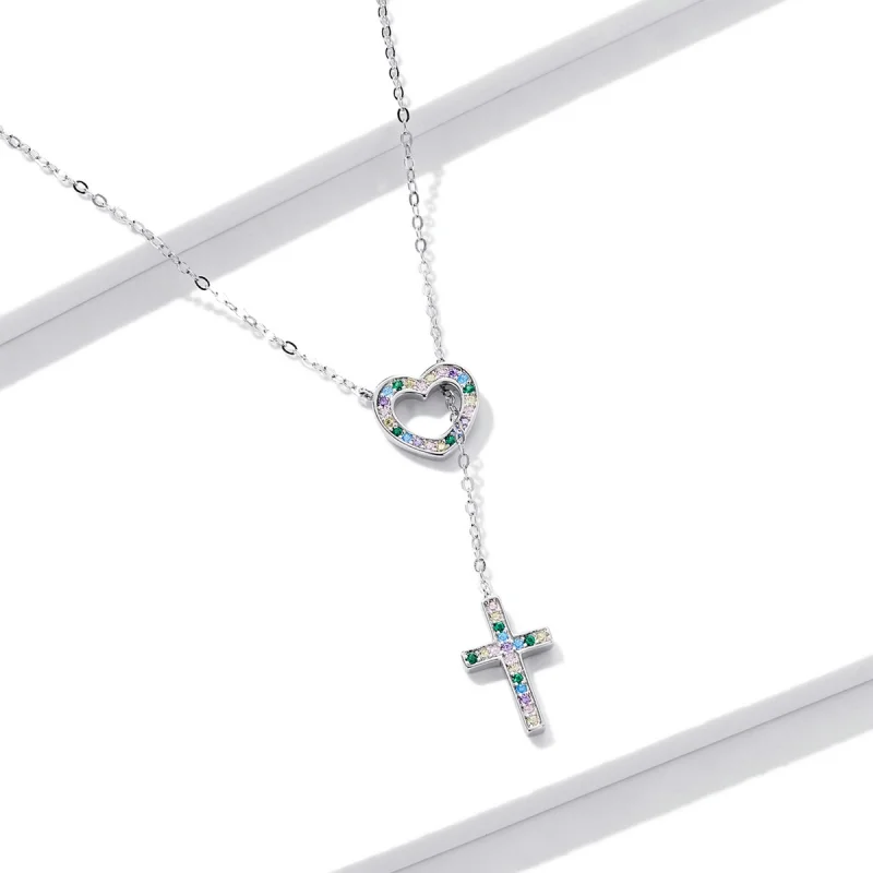 (image for) Pandora Style Love Cross Necklace - BSN244 - View 2