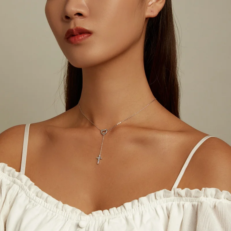 (image for) Pandora Style Love Cross Necklace - BSN244 - View 7