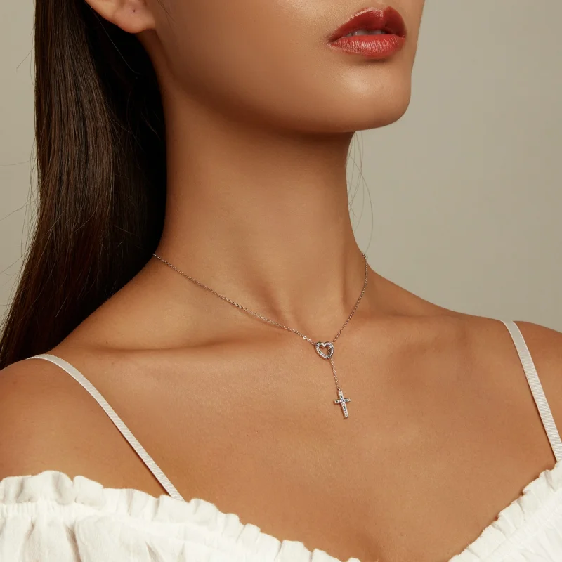 (image for) Pandora Style Love Cross Necklace - BSN244 - View 9