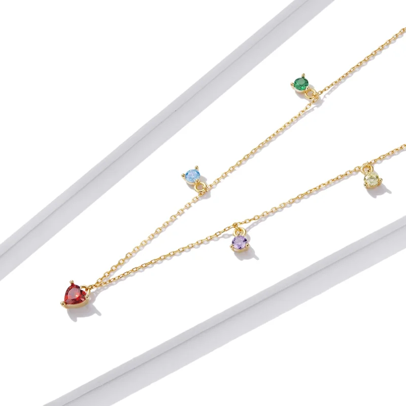 (image for) Pandora Style Multicolored Zircon Necklace - BSN234 - View 2