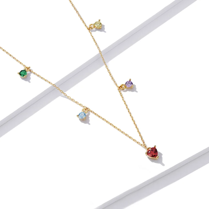 (image for) Pandora Style Multicolored Zircon Necklace - BSN234 - View 3