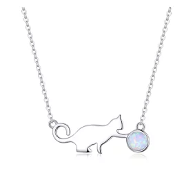 Pandora Style Opal Cat Necklace - SCN395