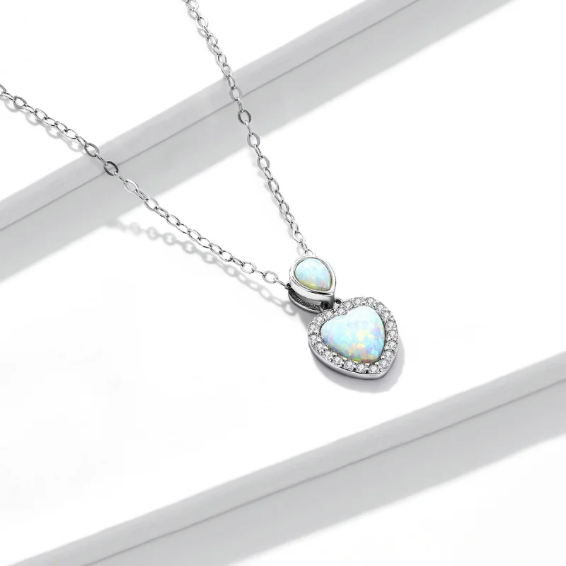 (image for) Pandora Style Opal Love Necklace - BSN243 - View 3