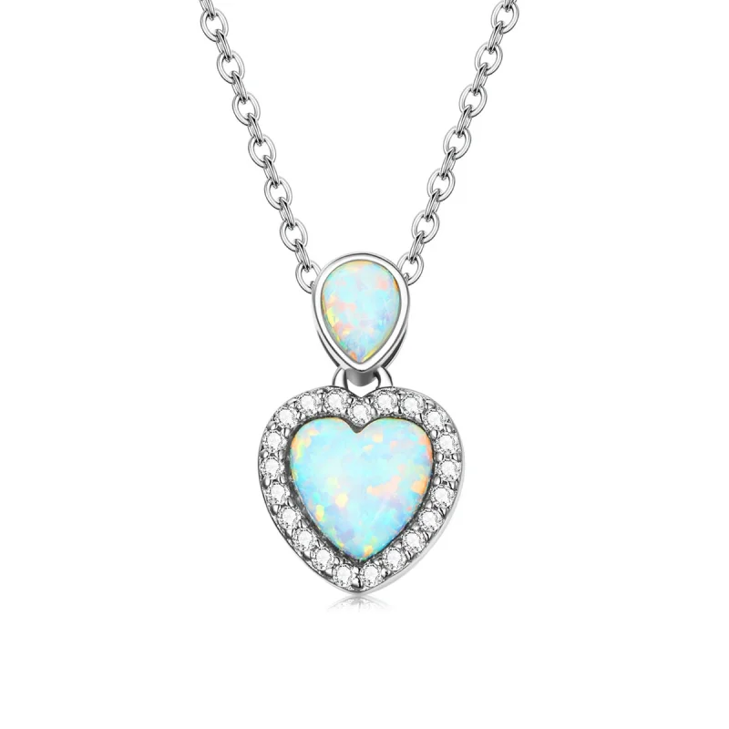 (image for) Pandora Style Opal Love Necklace - BSN243 - Product Image