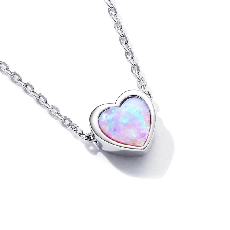 (image for) Pandora Style Opal Love Necklace - SCN471 - View 2