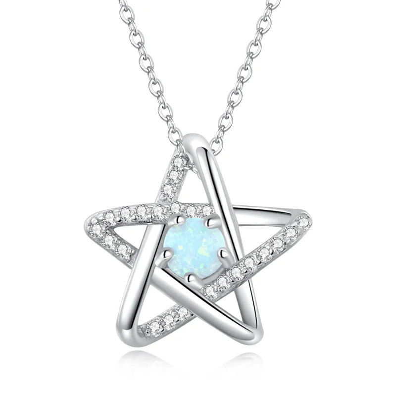 (image for) Pandora Style Opal Star Necklace - SCN473 - Product Image