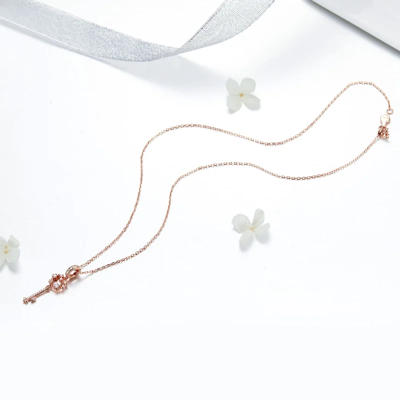 (image for) Pandora Style Rose Gold Luchy Shinning Key Pendant - SCC1122 - View 4