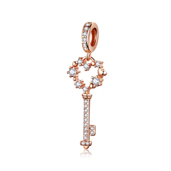 (image for) Pandora Style Rose Gold Luchy Shinning Key Pendant - SCC1122