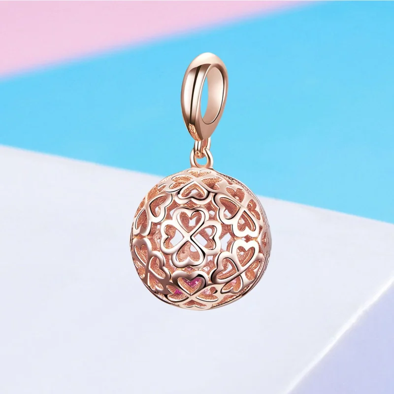(image for) Pandora Style Rose Gold Motion Clover Pendant - SCC1127 - View 4