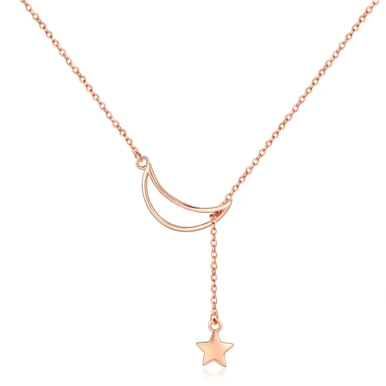 (image for) Pandora Style Rose Gold Starry Moon Chain Necklace - SCN108-C