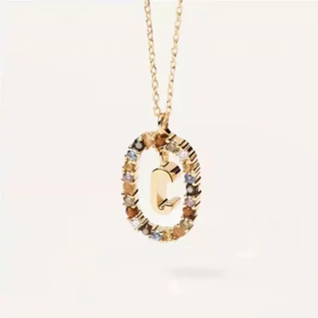 Pandora Style Shine Letter C Necklace - BSN245-C