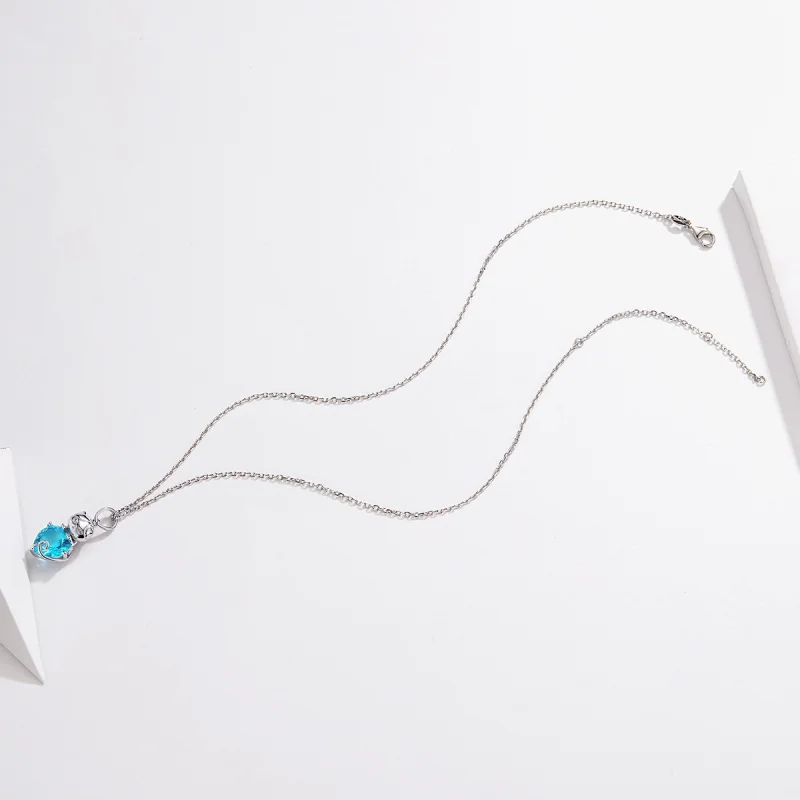 (image for) Pandora Style Silver Blue Cat Necklace - SCN331 - View 5