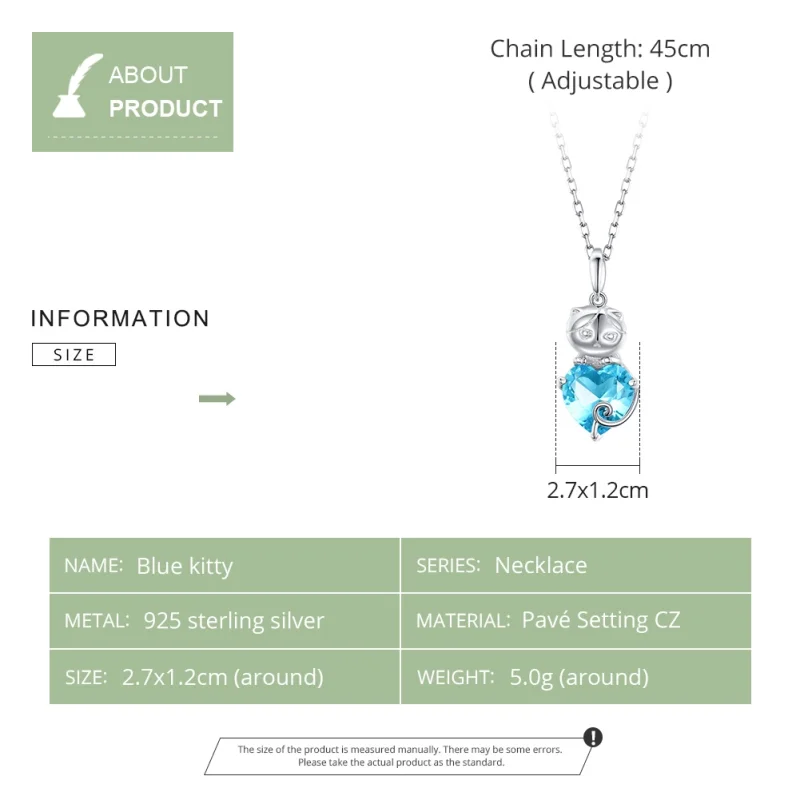 (image for) Pandora Style Silver Blue Cat Necklace - SCN331 - View 6