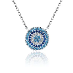 Pandora Style Silver Blue Circle Necklace - SCN099 Pandora Style Silver Blue Circle Necklace - SCN099