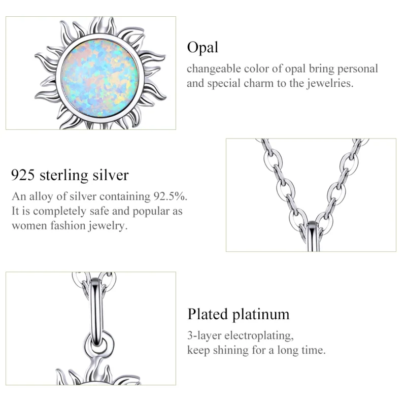 (image for) Pandora Style Silver Blue Sun Necklace - SCN399 - View 4