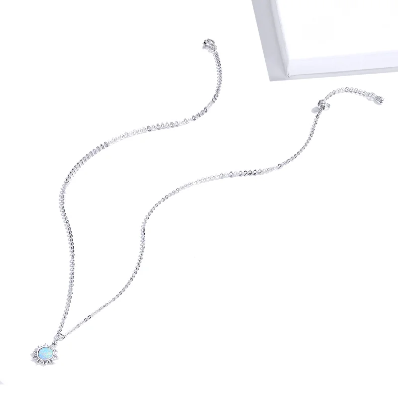 (image for) Pandora Style Silver Blue Sun Necklace - SCN399 - View 6