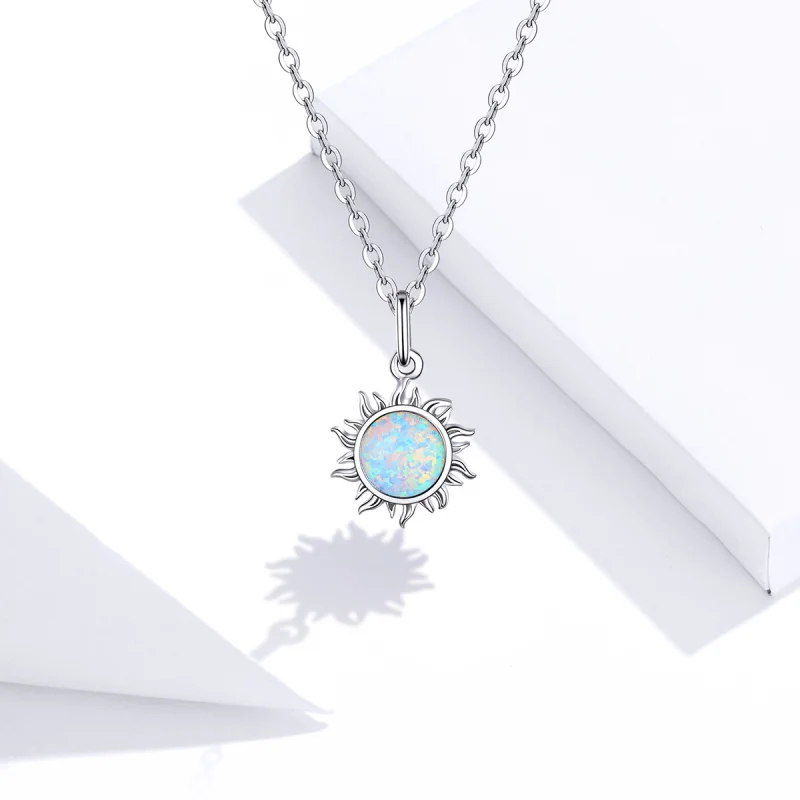 (image for) Pandora Style Silver Blue Sun Necklace - SCN399 - View 7
