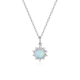 Pandora Style Silver Blue Sun Necklace - SCN399