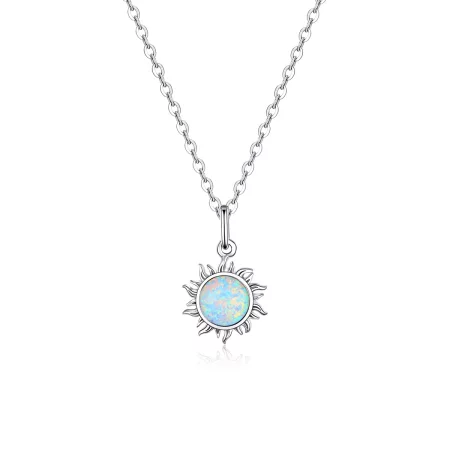 Pandora Style Silver Blue Sun Necklace - SCN399