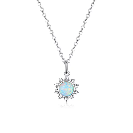 Pandora Style Silver Blue Sun Necklace - SCN399