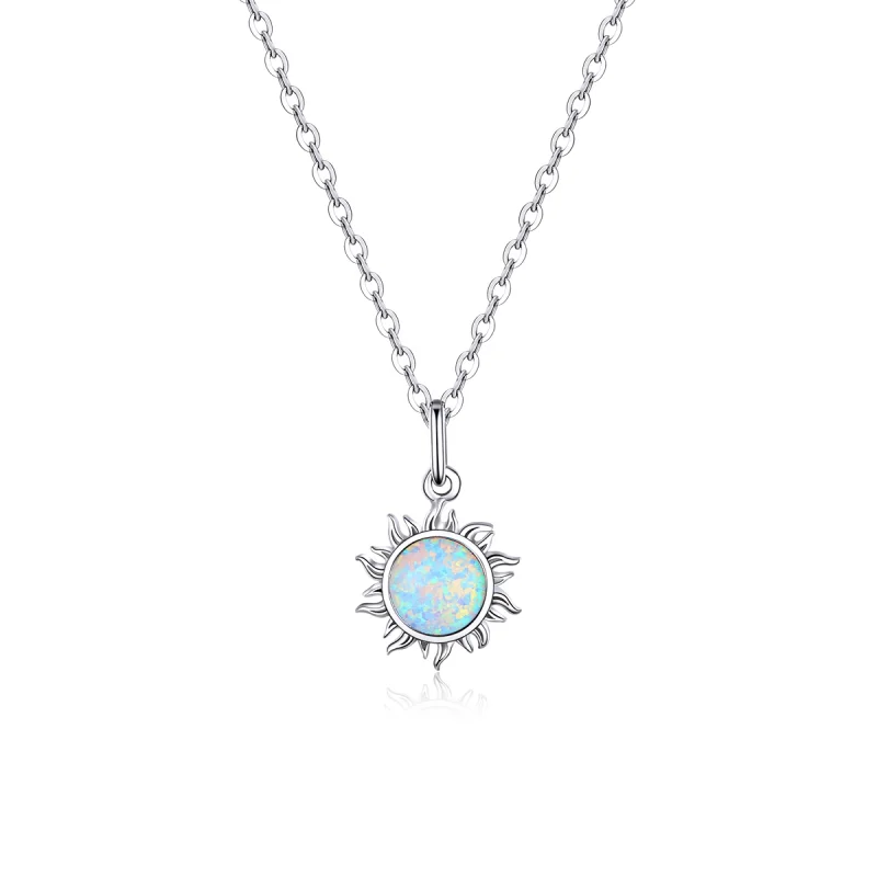 (image for) Pandora Style Silver Blue Sun Necklace - SCN399 - Product Image