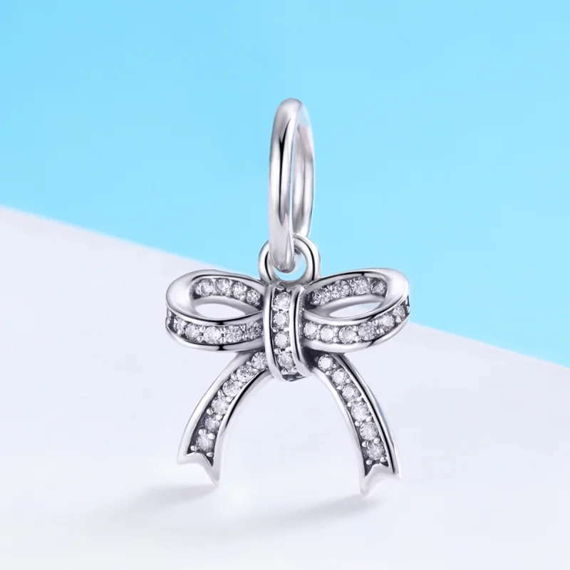(image for) Pandora Style Silver Bow Pendant - SCC775 - View 2