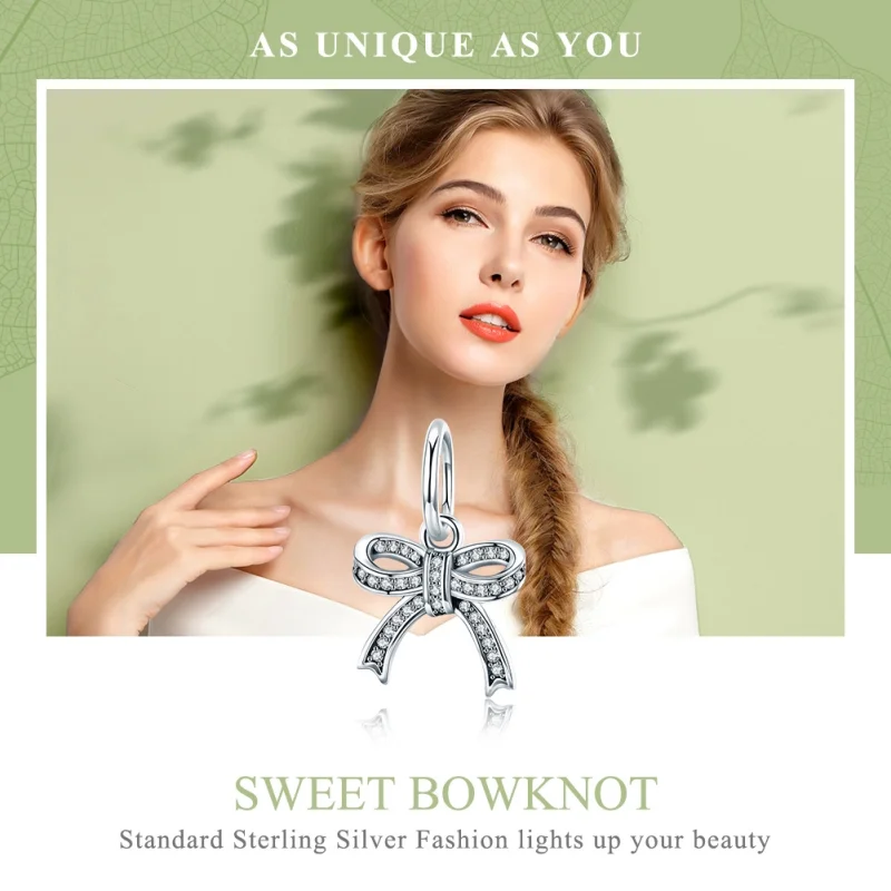 (image for) Pandora Style Silver Bow Pendant - SCC775 - View 6