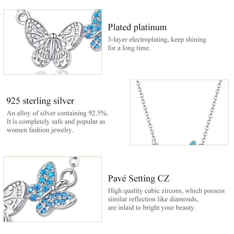 (image for) Pandora Style Silver Butterfly Necklace - SCN384 - View 4