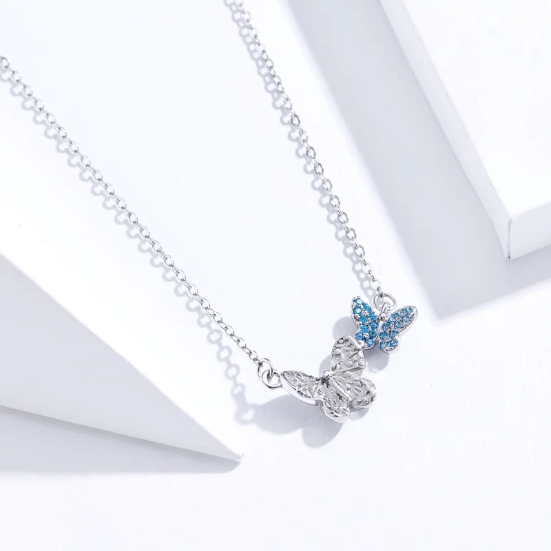 (image for) Pandora Style Silver Butterfly Necklace - SCN384 - View 2