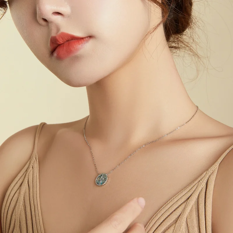 (image for) Pandora Style Silver Colorful Tree of Life Pendant Necklace - SCN433 - View 7