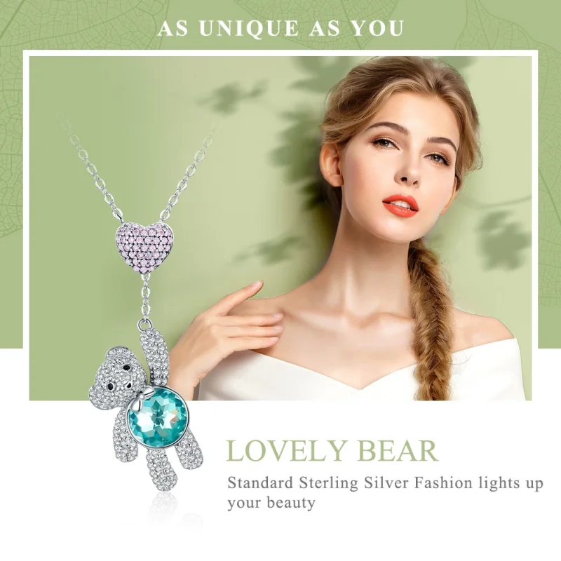 (image for) Pandora Style Silver Cute Bear Necklace - SCN271 - View 2